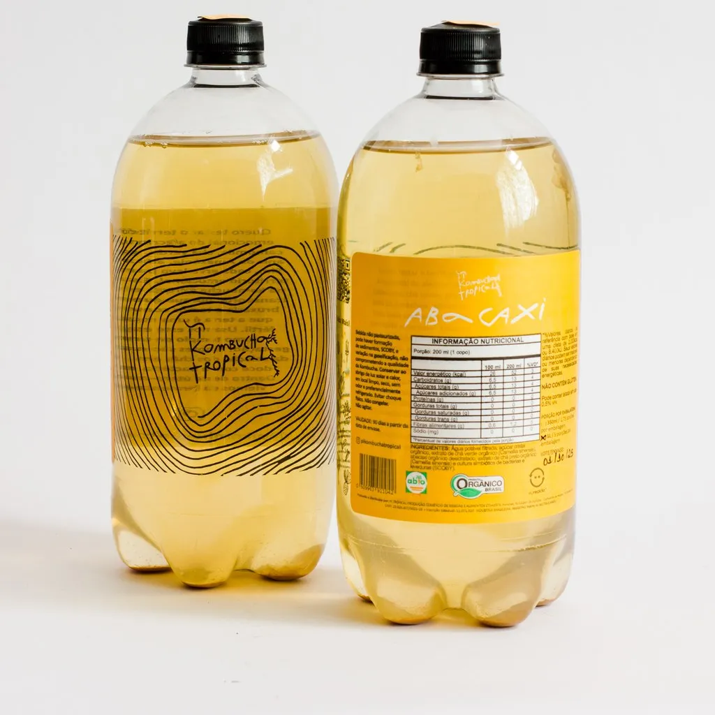 Garrafa Pet 1L da Pi Kombucha Tropical, sabor Abacaxi