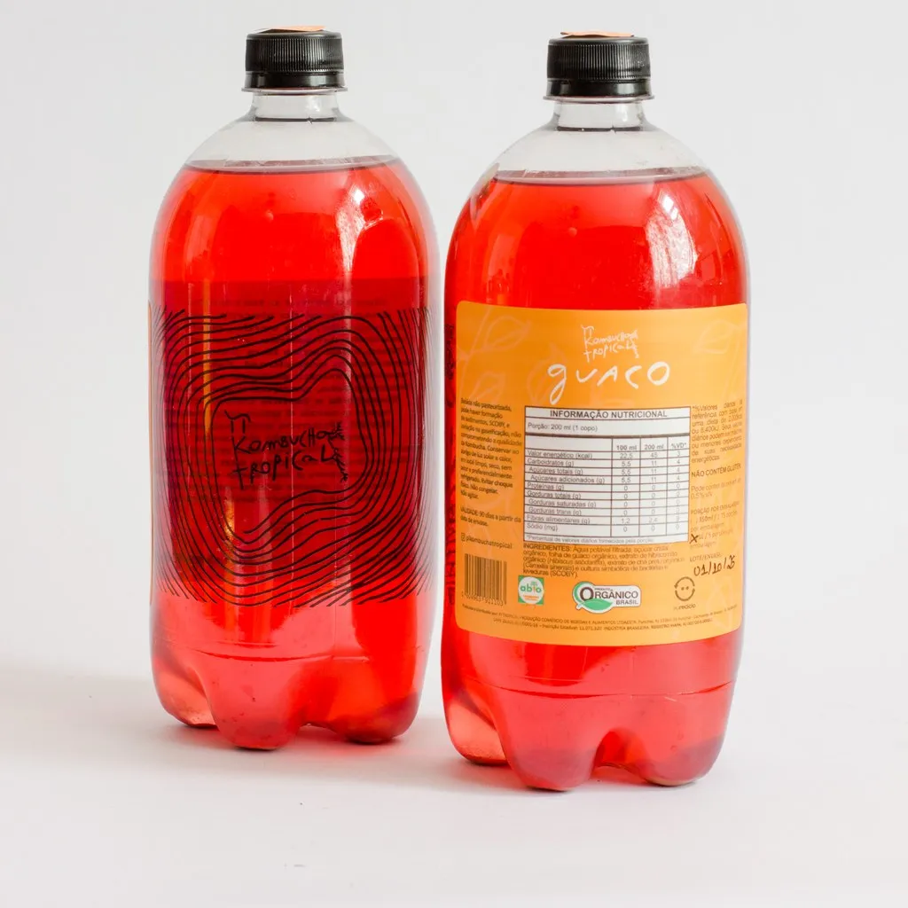 Garrafa Pet 1L da Pi Kombucha Tropical, sabor Guaco