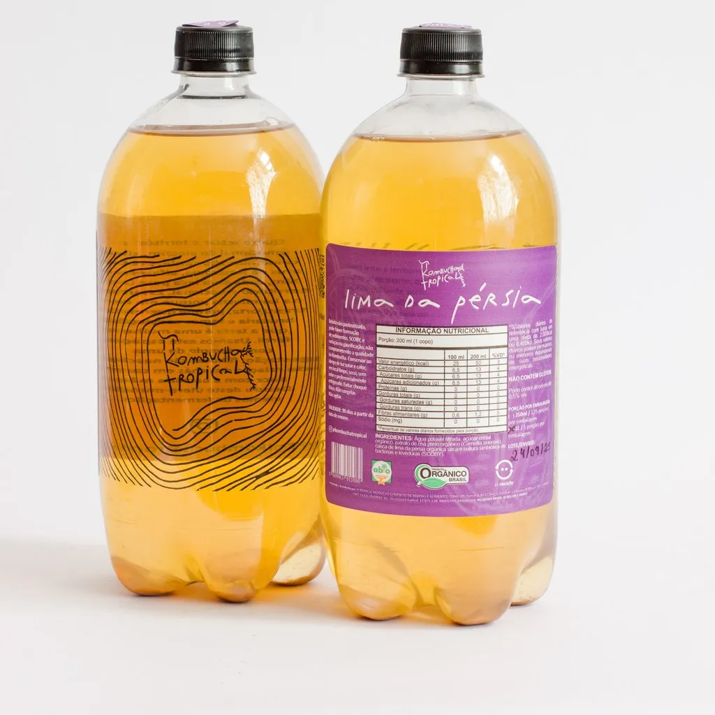 Garrafa Pet 1L da Pi Kombucha Tropical, sabor Lima da Pérsia